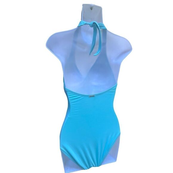 ANNE COLE SHIRRED FRONT HALTER ONE PIECE SWIMSUIT MINT SIZE - Picture 8 of 9